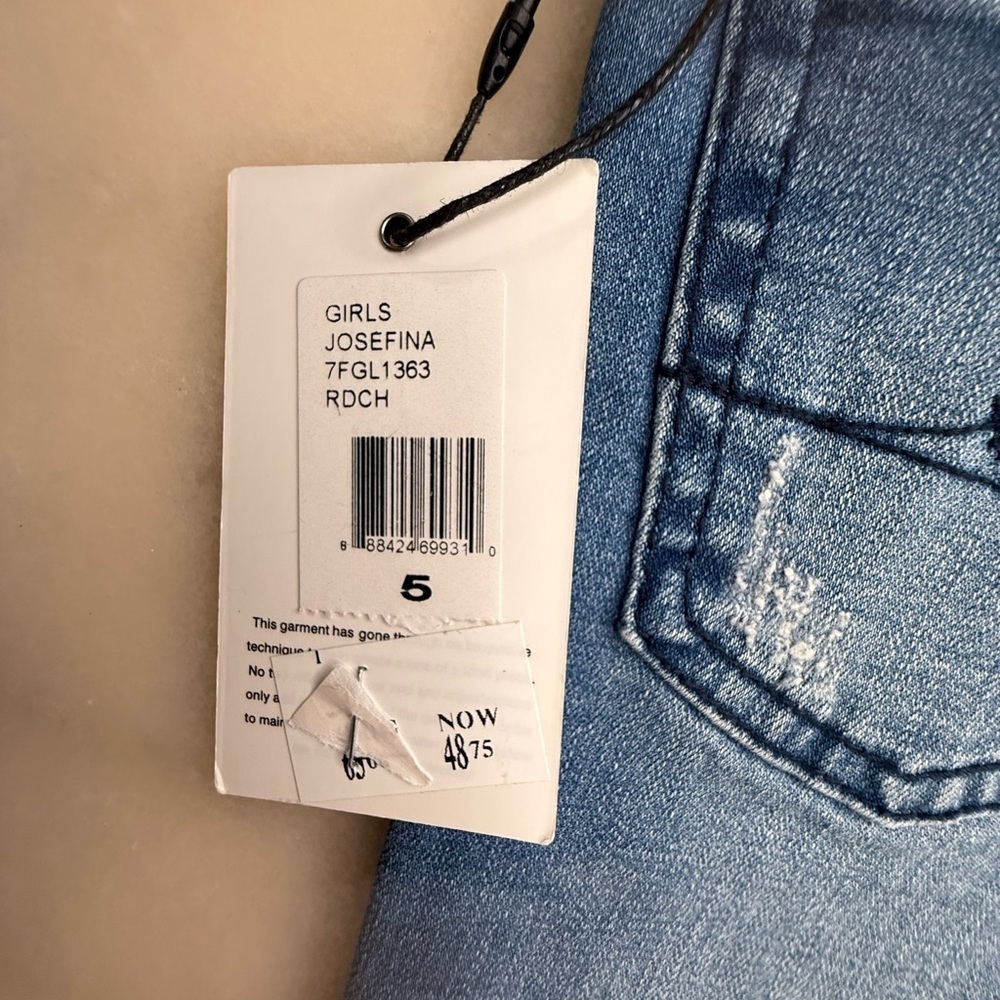 NWT 7 for all mankind Josefina skinny boyfriend blue jeans girls size 5 - Picture 5 of 11